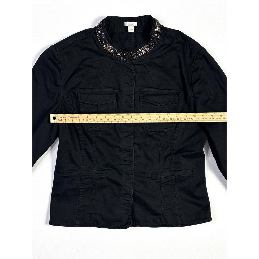 APT.9 Jacket Women's Large Stretch Black Gold Beaded & Sequined Blazer - Picture 7 of 12